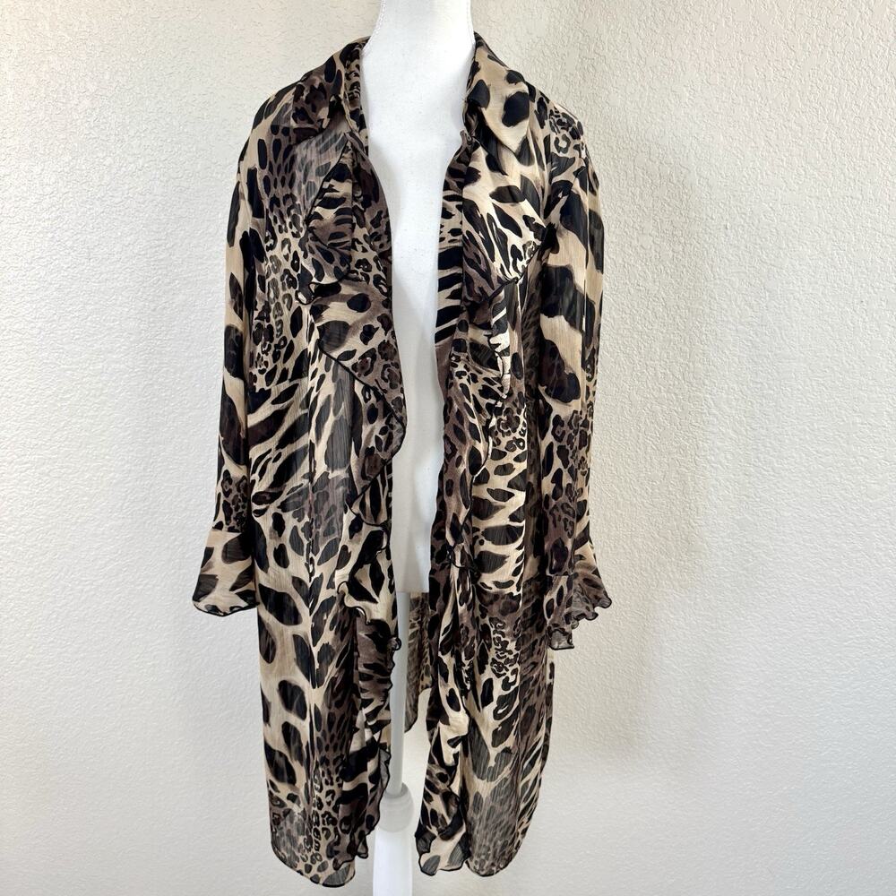 Women's Dana Kay Robe Magenta Size 22W Shoulder Pads Leopard Print Hem